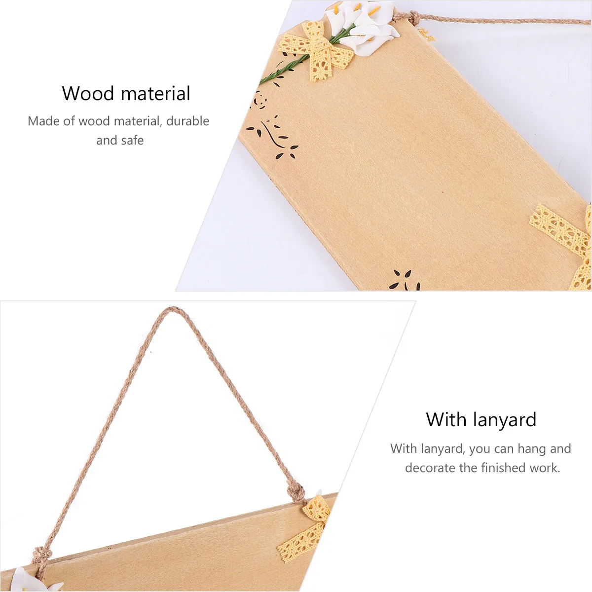 

Blank Wood Plaque Rope Material Easy to Paint Exquisite Appearance Hanging Decor for Home and Shop Wood Sign
