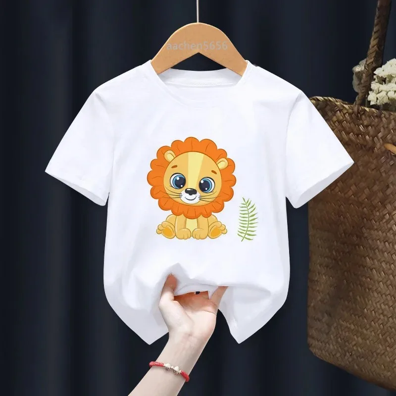 

Animal Tops Cute Zoo Boys T Shirt Summer Children T-Shirt for Boy Baby Girls Tops Kids White Tshirt Cartoon Tee Shirts Clothes