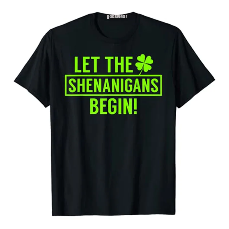 Để Cho Shenanigans Bắt Đầu Áo Ngộ Nghĩnh Thánh Patriciô Shenanigans Áo Thun Saint-Patriciô Ngày Graphic Tee Áo Thẩm Mỹ Quần Áo