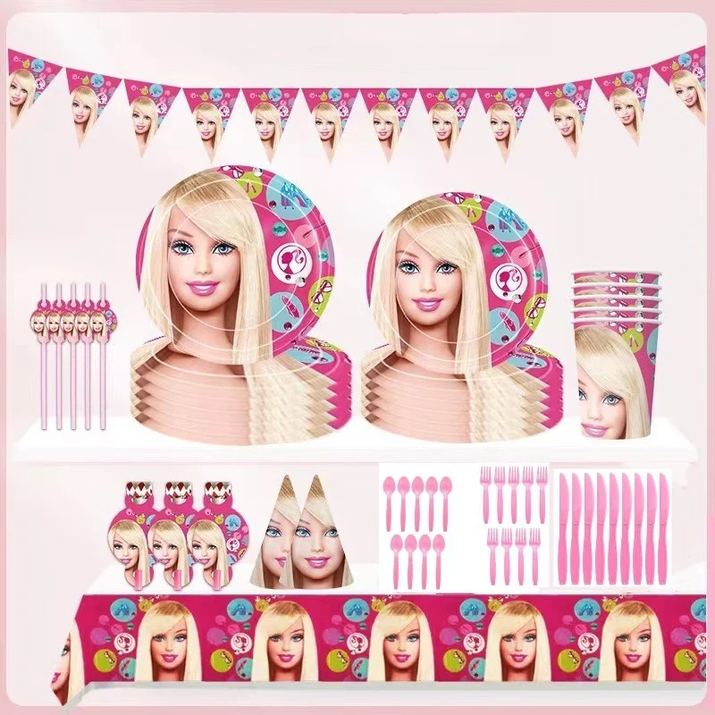 Toys Barbie Millicent Roberts Series Party Decoration Supplies Package Flag Pulling Background Cloth Latex Aluminum Film Balloon