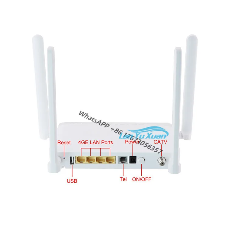 Сделано в Китае, 4GE двухдиапазонный AC WiFi ONU GPON ONT 4ge + 1 горшок + CATV + 2,4G и 5,8G WLAN CATV Wifi с 4 антеннами