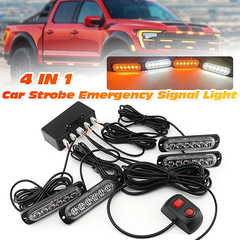

Car Front Grille Strobe Light 12V 24V Emergency Warning Signal Side Lamp Good-quaility Accessories For Truck Trailer SUV