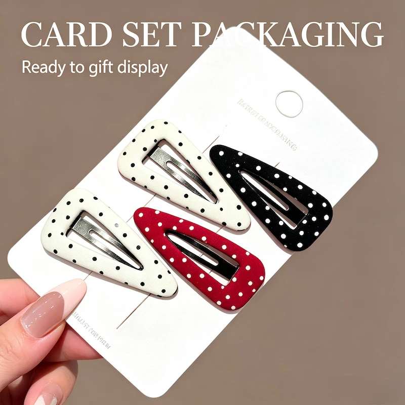 2026 New Summer Elegant Polka Dot Hair Clip Women Black White Side Bang Clip Broken Hair BB Clip Versatile Hairpin for Women