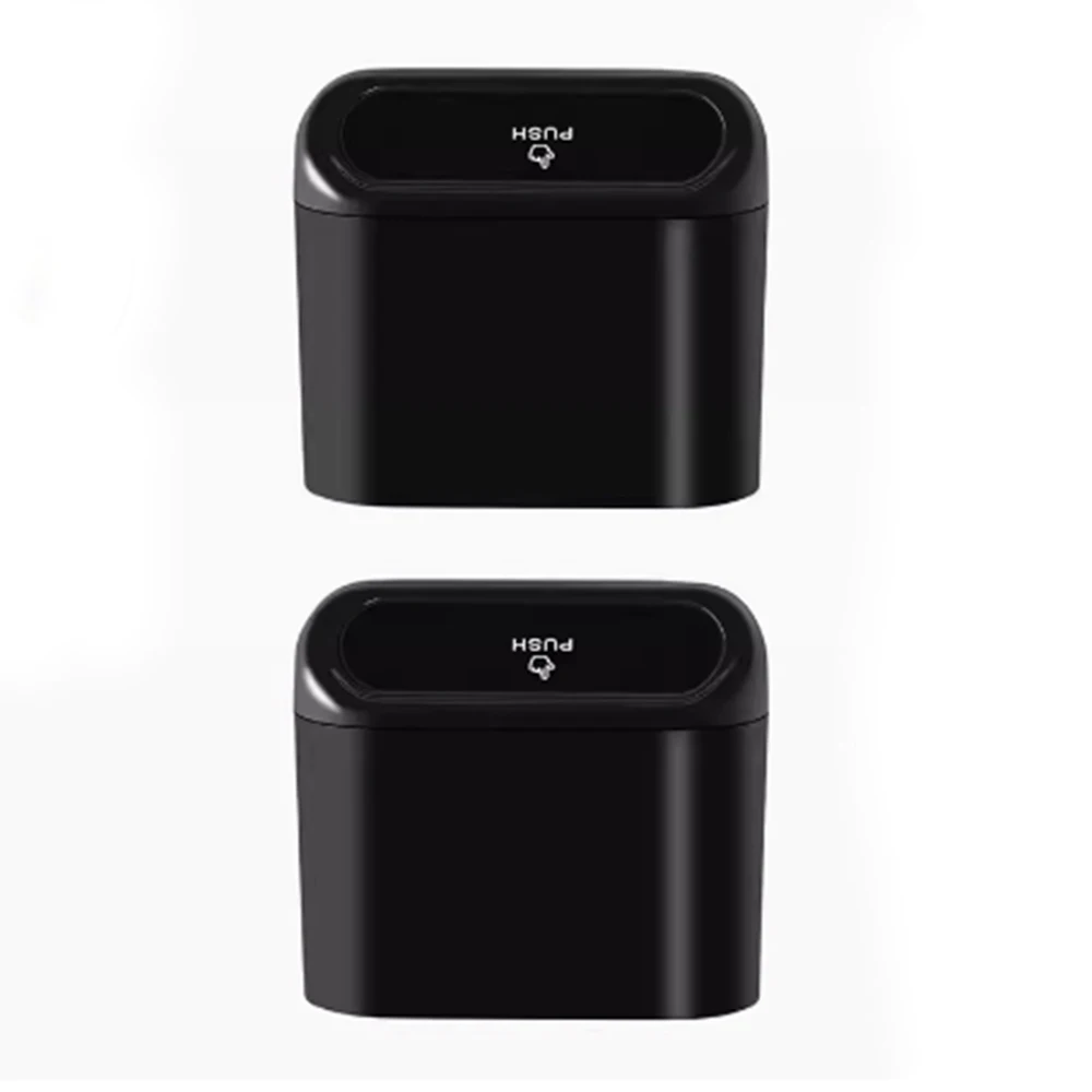 Hanging Car Dustbin Organizer with Lid Mini Push-On Side Door Trash Can ABS Square Pink Black White Car Interior Parts