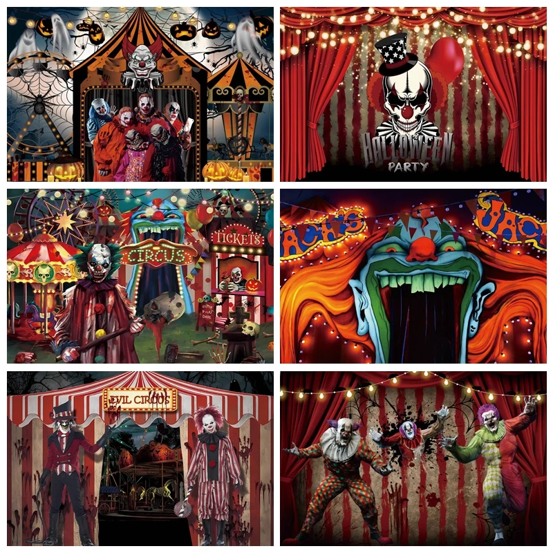 Halloween Evil Circus Backdrop Scary Grove Vampire Clown Carnival Horror Night Party Photo Background Photography Baby Portrait