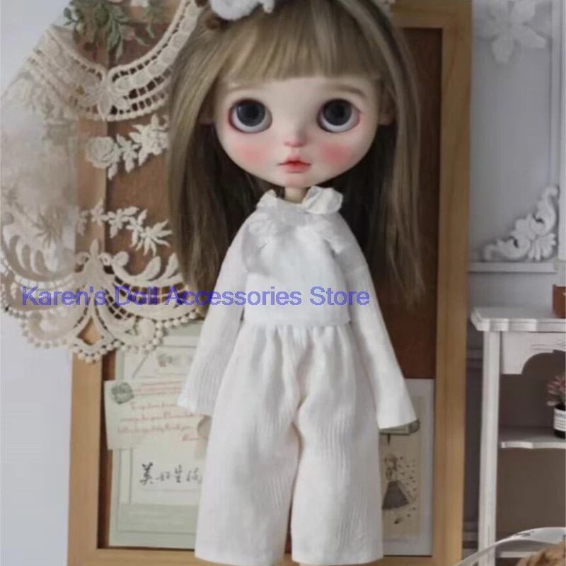 

2pcs 2026 high quality Long sleeved shirt +wide leg pants for landoudou/Blythe(Fit for Lulu,ymy24,Ob22,24,26,zone, Jenny)