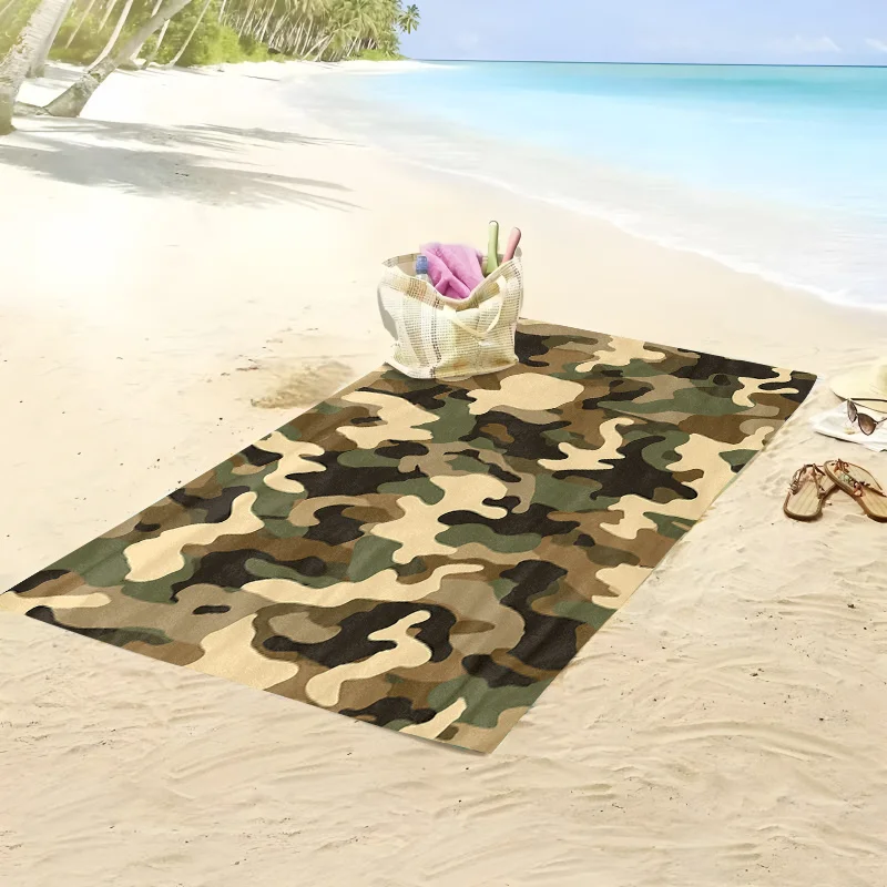 Luxury Oversized Camouflage Beach Towel for Pool Beach Resort Vacation Tropical Waterproof Quick Dry Travel Accessories 80x160cm
