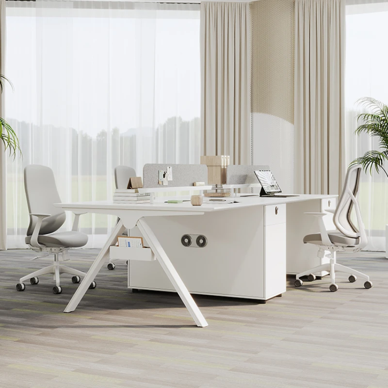 

Corner Office Work Desk White Vanity Staff Standing Computer Desk Modern Reception Scrivania Angolare Work Furniture HD50WD