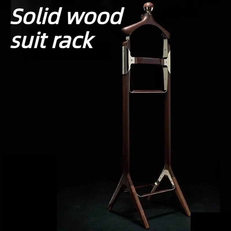 Solid Wood Clothes Rack Freestanding Suit Storage Rack Jacket Pants Clothes Holder Wooden Business Clothing Stand Gift For Men