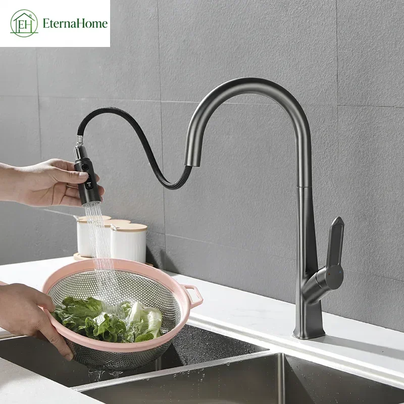 Kitchen Faucets Dual-pipe Direct Drinking Water Household Sink Faucet Hot & Cold Swivel Pull-out Sink Taps Kitchen Accessories