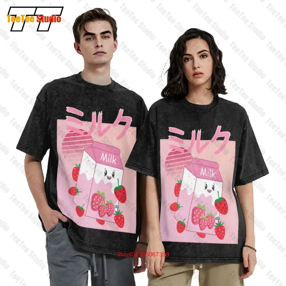 Georgenotfound Merch Strawberry Milk Shake Kawaii Vintage Oversized T-Shirt I26P