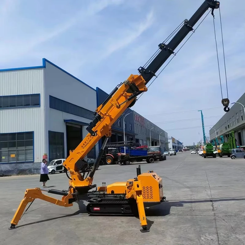 Spider Crane Hydraulic Telescopic Boom Rubber Crawler Remote Control Narrow Space Portable Lifting Crane For Construction
