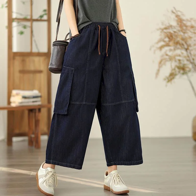 Calças harem artísticas cintura elástica jeans cortados soltos casuais harajuku calças jeans estilo coreano calças largas roupas femininas