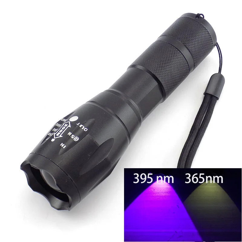 UV Led Flashlight  high power 365nm 395nm Fluorescent Blacklight flash Lamp Torch Lighting for Pet Stains Hunting detection