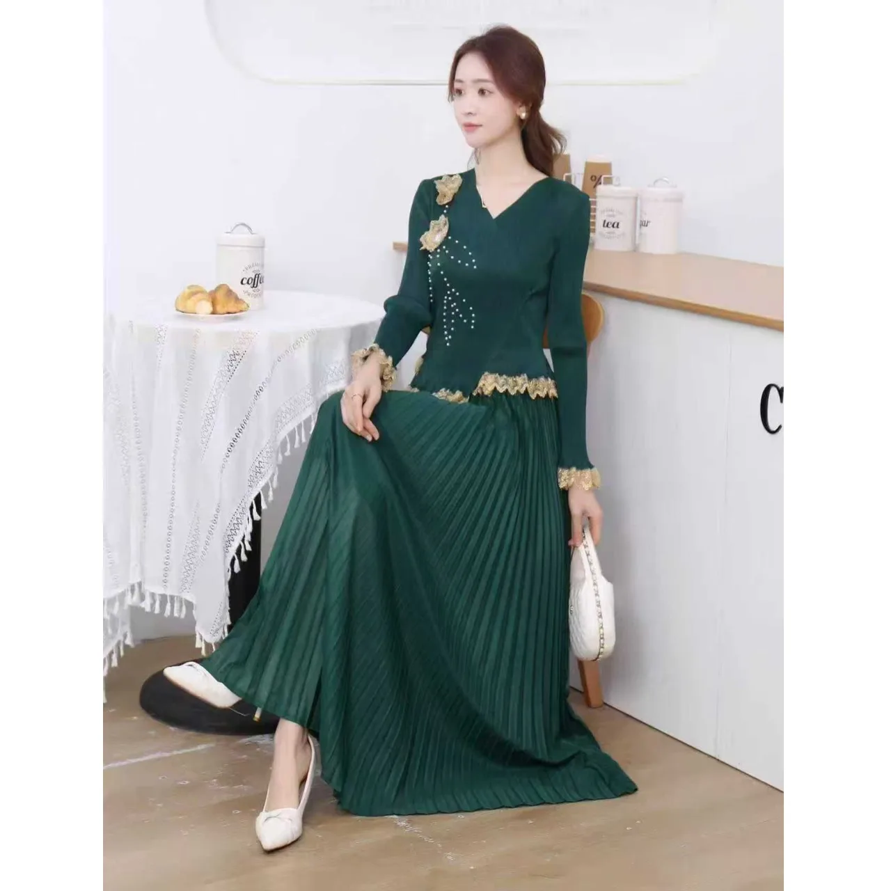 

Женская кружевная плиссированная юбка с цветочным декором Dr и колокольчиками, весна 2026, модный тренд, этнический сценический костюм