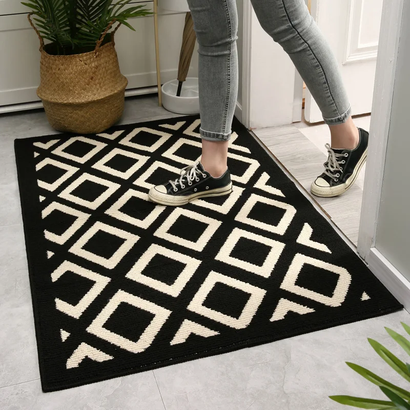 Indoor Door Mat Non-Slip Absorbent Resist Dirt Entrance MatInside Floor Mats Wear-resistant Home Chessboard Pattern Rug