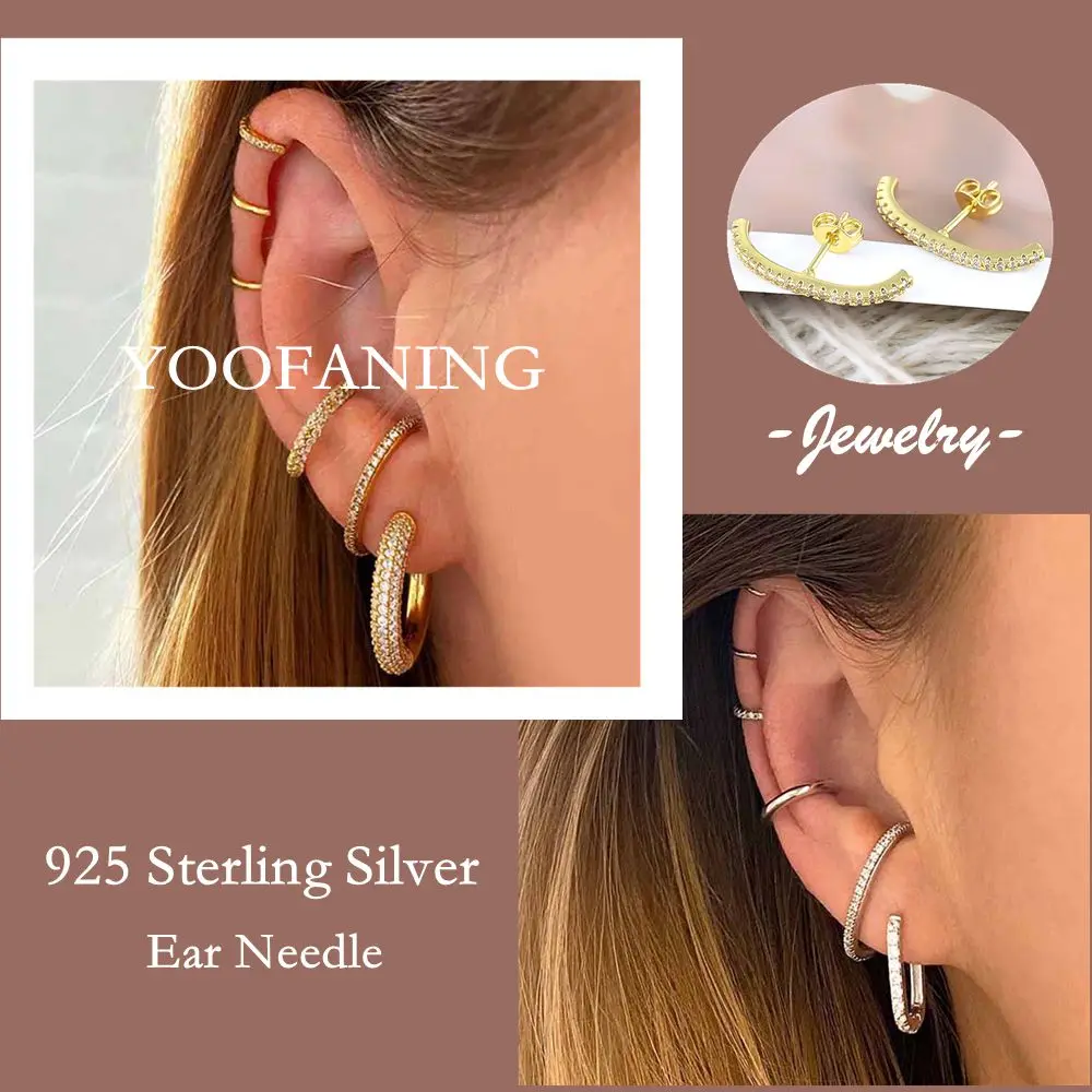 

925 Sterling Silver Needle Classic Crystal Earring Women's Perforated Earrings Party High-end Jewelry Boutique Accessories Gift