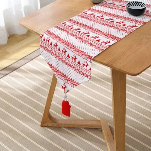 RealHomes Cross Stitch Christmas Themed Custom Design Modern Tufted Chenille Triangle Runner