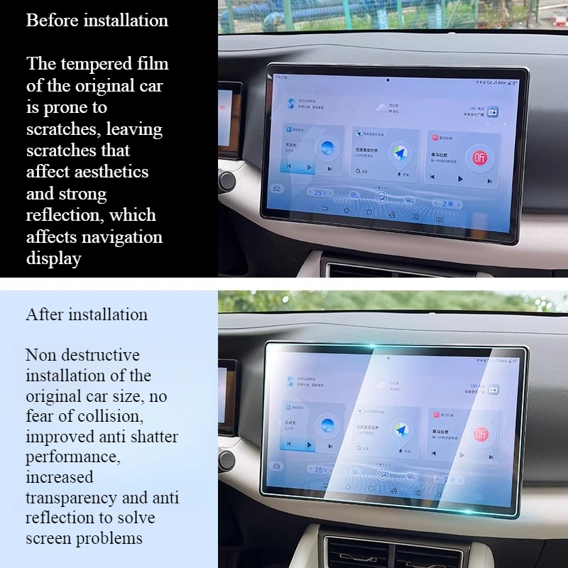 ل BYD Yuan UP Atto 2 12.8 بوصة شاشة LCD نظام تحديد المواقع والملاحة الزجاج المقسى ولوحة الأدوات واقي للشاشة