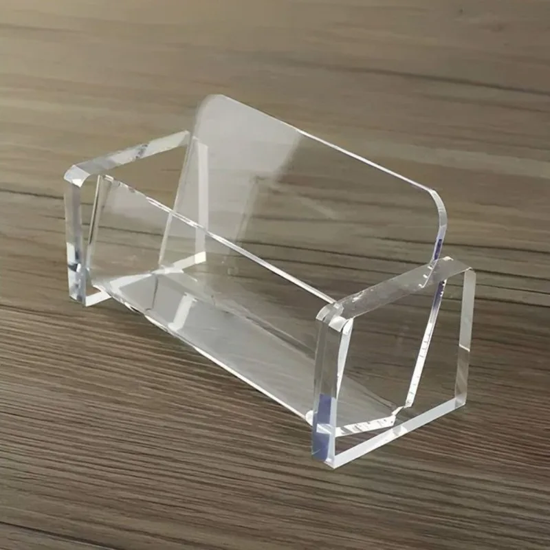 2pcs Sleek Acrylic Business Card Holder - Clear & Black, Elegant Desktop Display for Office Professionals, Durable PMMA Material