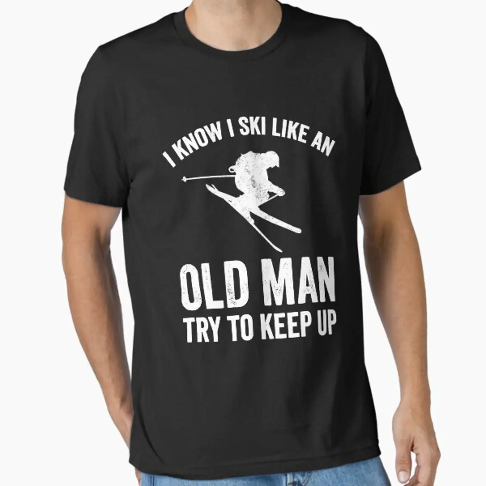 I know ski like an old man try to keep up Funny skiing lover Essential T Shirt vintage Washed Slightly designer clothes fashion