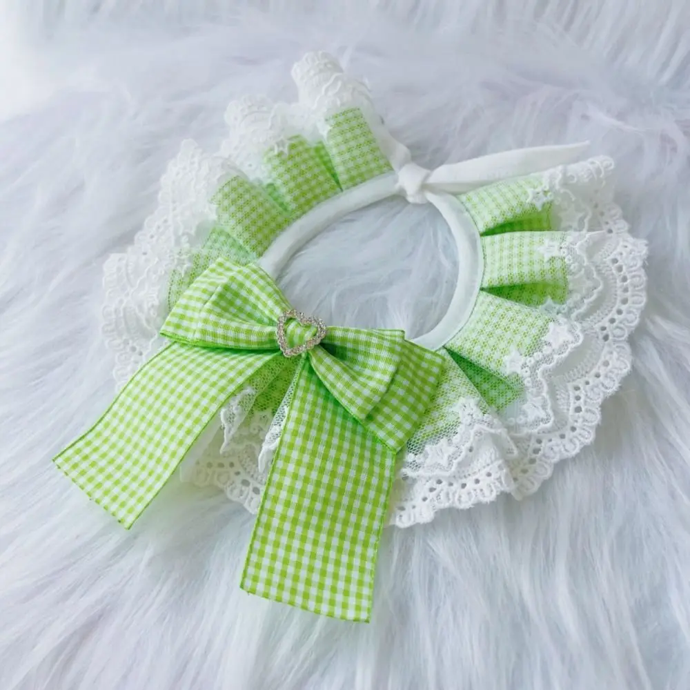 Plaid Bowknot Dog Bibs Lace Pet Scarf Washable Cat Necklace Cute Elegant Gentle Puppy Collar Kitten Necktie Pet Accessories