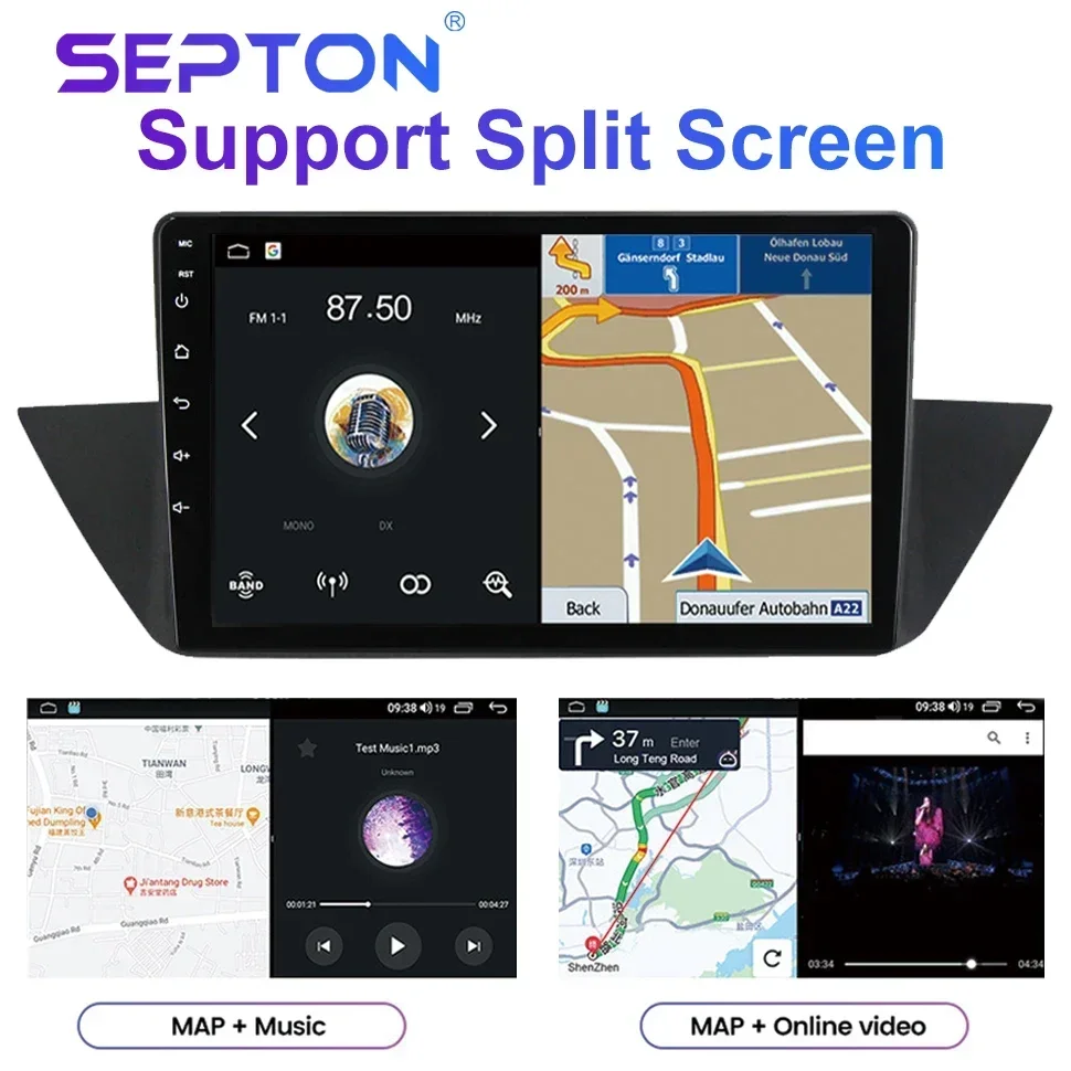 SEPTON Lettore video multimediale Android per BMW X1 E84 2009-2012 Autoradio Stereo Navigazione GPS CarPlay Autoradio 2Din Unità principale