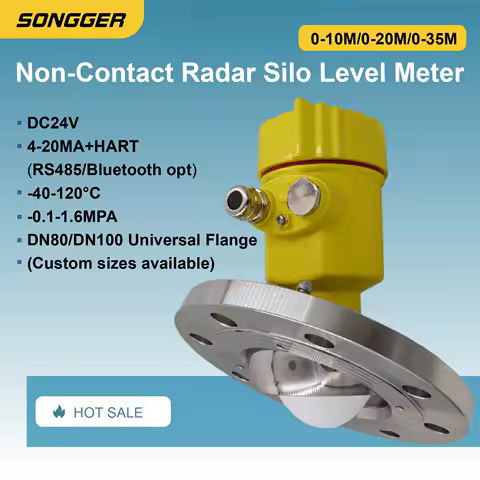 High Frequency 80GHz Radar Level Sensor for Powder Silo DN80 DN100 Flange Mounted Industrial Non-Contact Bulk Solids Measurement