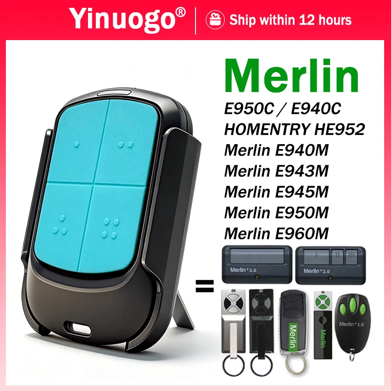 

YNG803 For Merlin E960M E950M E945M E943M E940M 433.92MHz Billion Code Garage Door Remote Control HOMENTRY HE952 HE4331 Opener