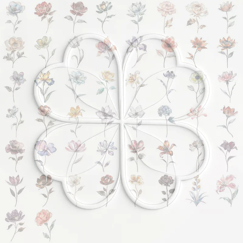 50PCS Shiny Silver Flower Stickers Self-Adhesive Plating Decals for DIY Phone Laptop Water Cup Luggage Decoration