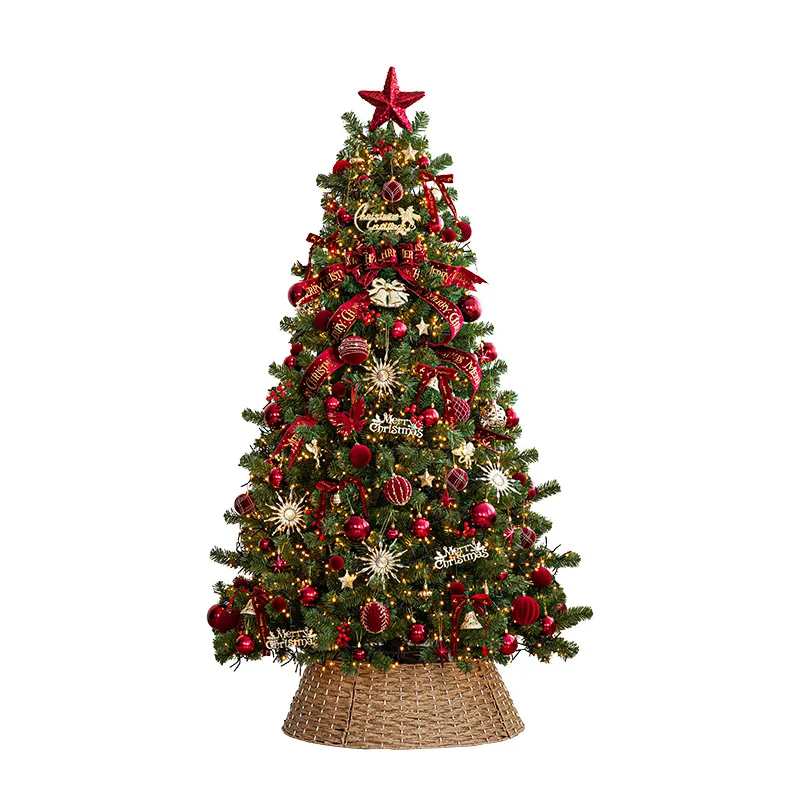 Bow Luxury Christmas Tree With Lights Luminous Large Encrypted Floor Package Tree Simulation Ornament Christmas Decoration