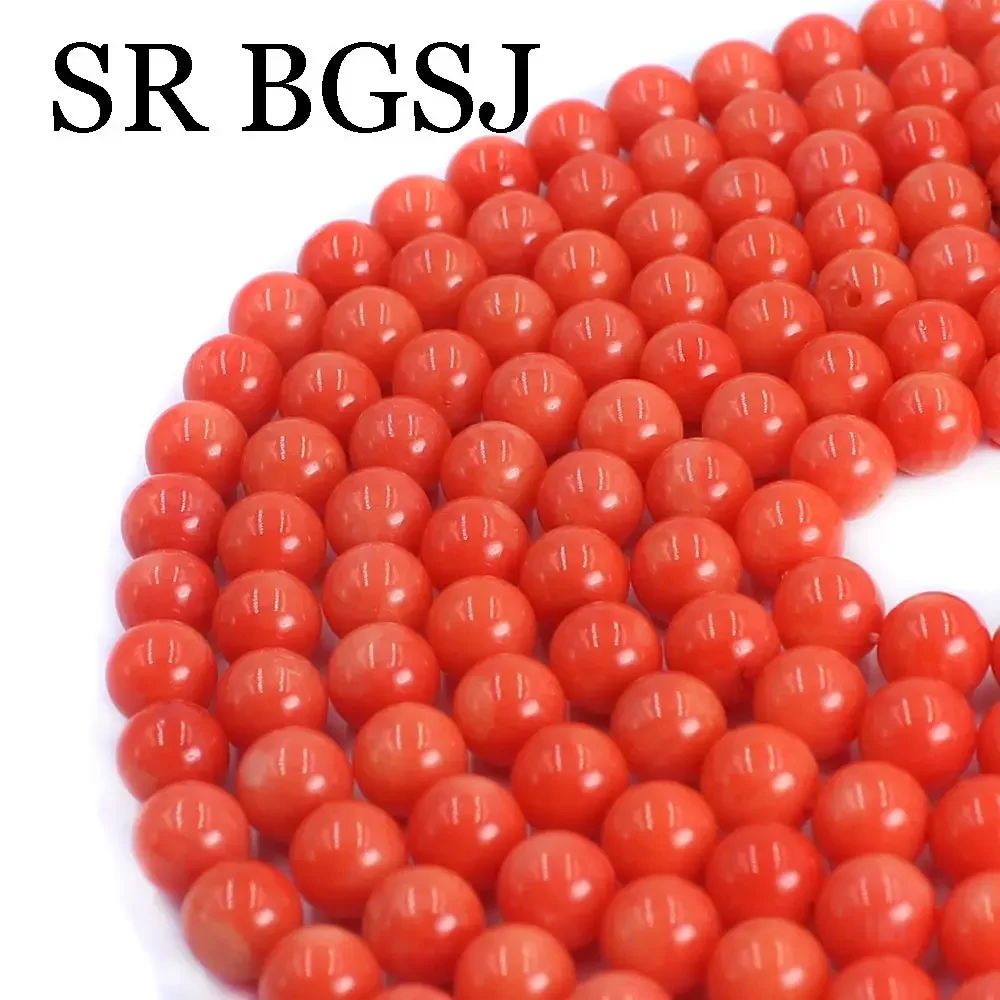 Natural 7mm Orange Coral Round Loose Spacer Beads Jewelry Handmade Necklace Bracelets DIY Making 15\