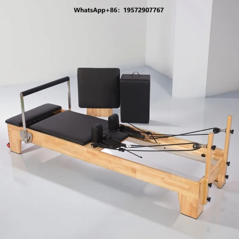 Pilates Reformer Adjustable Customizable Oak Wood Health Fitness Equipment Variable Spring Tension Portable