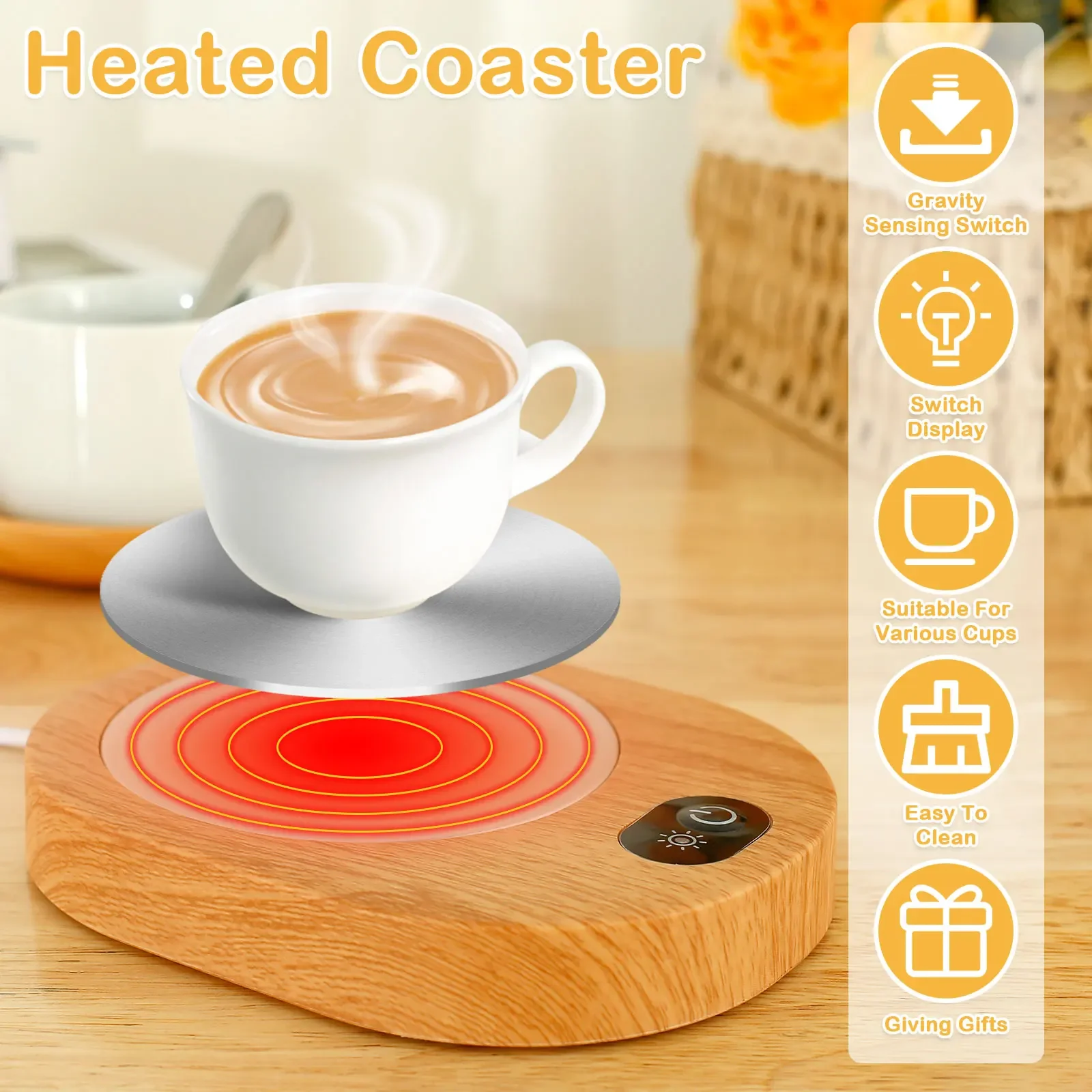 Electric Coffee Cup Warmer Portable USB Mug Warmer 55-65℃ Constant Temperature Gravity Sense Switch Milk Coffee Cup Heater Pla