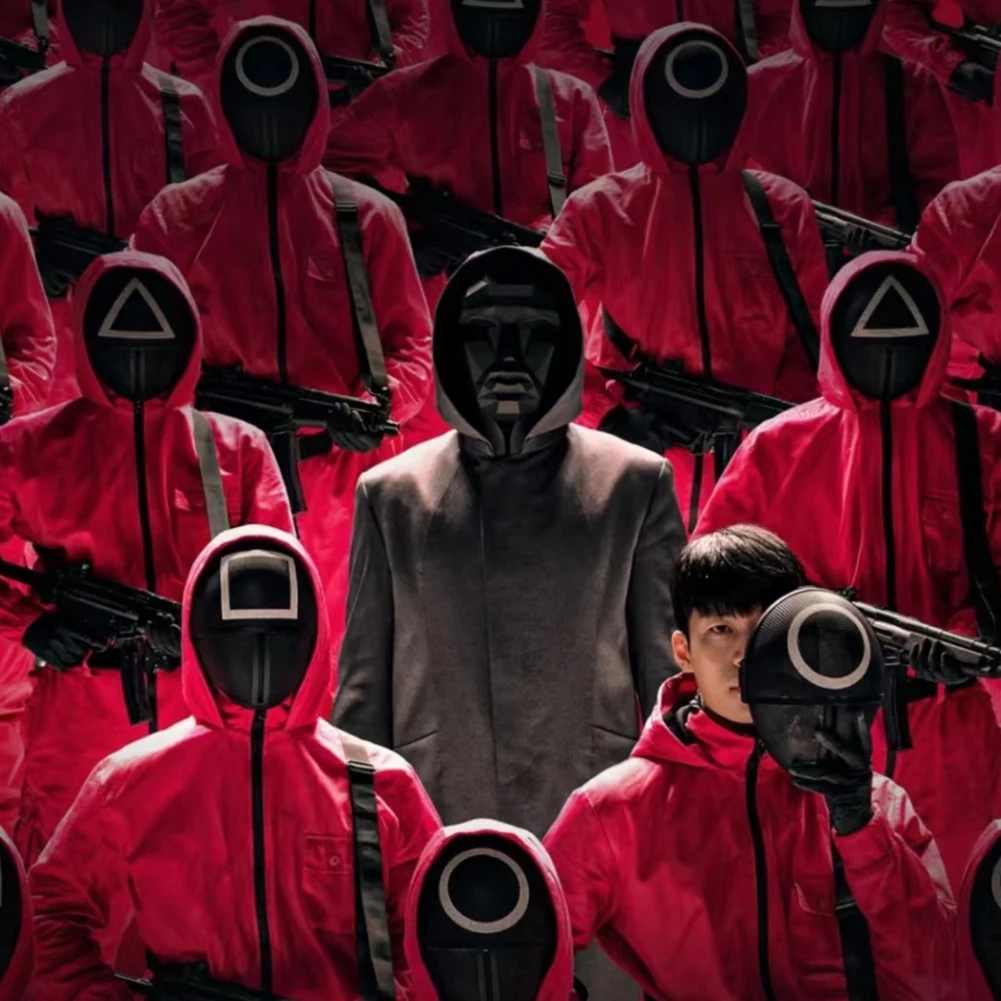 قناع تنكر كوري للتلفزيون أقنعة وجه كاملة ملحقات تنكرية على شكل دائرة مربعة مثلث لزي لعب الأدوار في حفلات الهالوين #3