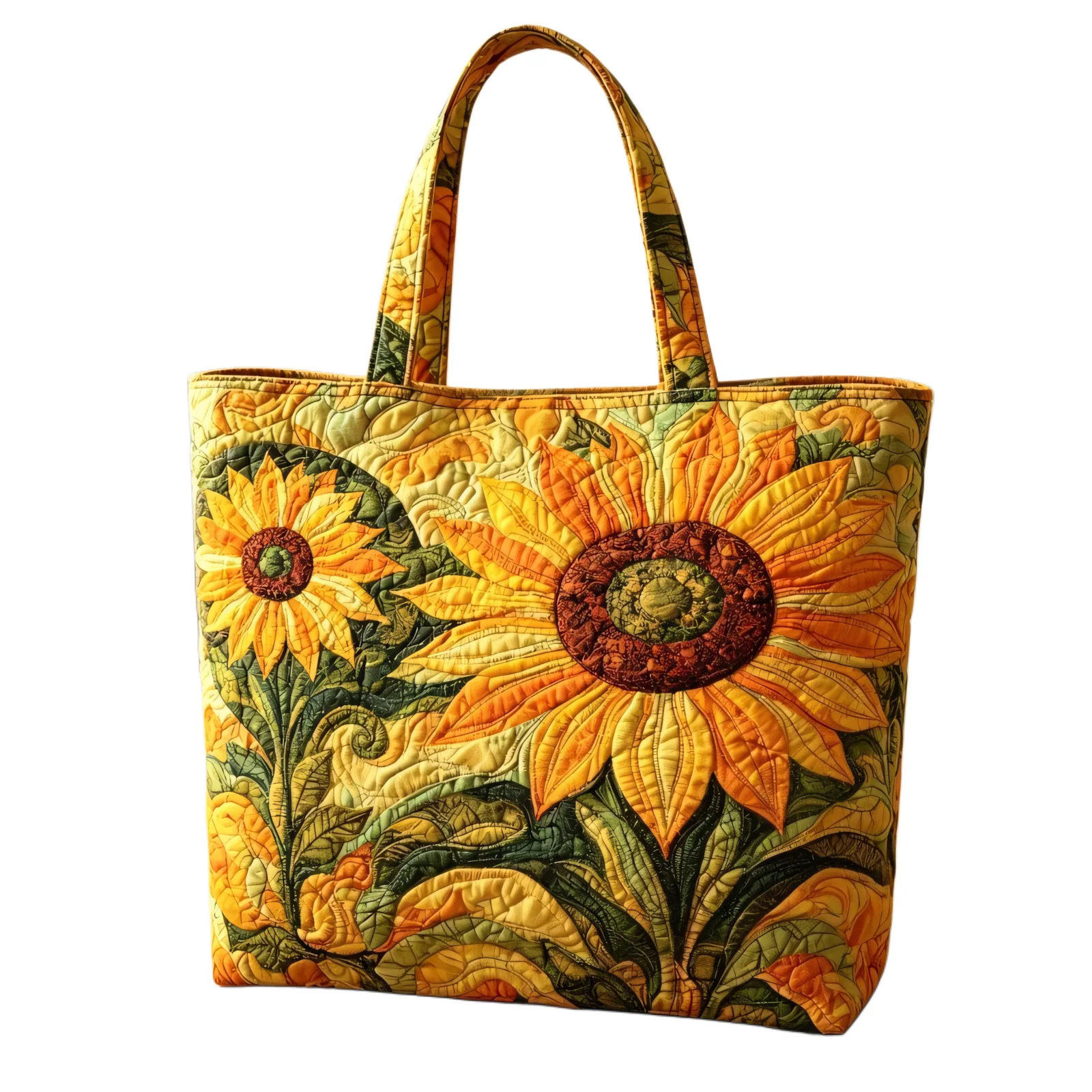 

Sunflower Quilted Tote Bag Floral Print Shoulder Handbag Large Capacity Reusable Bag for Work & Grocery