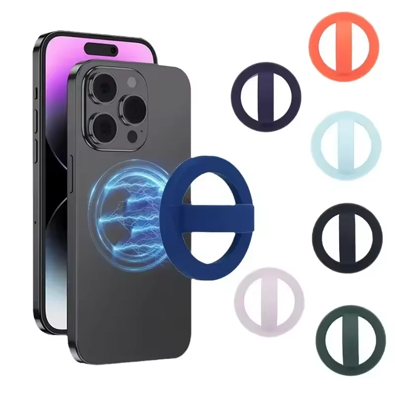 Pegangan Ponsel Silikon Magnetik Nyaman Bentuk Lingkaran untuk MagSafe, Daya Cengkeram Kuat untuk iPhone 17 16 15/14/13 Android