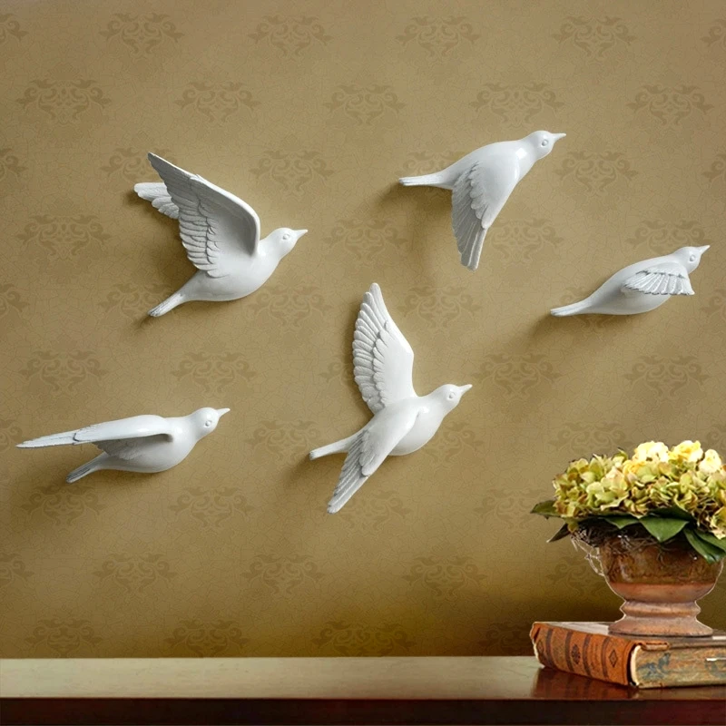 Flock Bird Statue Wall Hanging Resin Swallow Model Art Handicraft Embellishment Accessories Living Room Decor Lobby