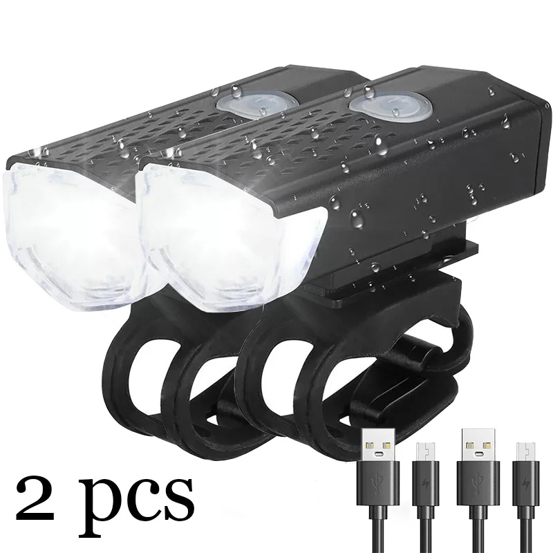 Bike Bicycle Light USB LED Rechargeable Set Mountain Cycle Front Back Headlight Lamp Flashlight