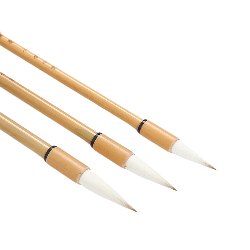 Woolen Multiple Hair Calligraphy Brush Medium Regular Script Brush Natural Bamboo brush holder Calligraphy Practice Pen Supply