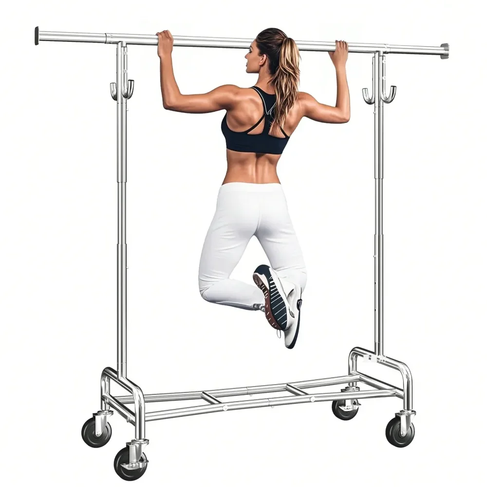 

Capacity HeavyDuty Garment Rack With Mesh Shelf Rolling Clothing Rack With Lockable Wheels AntiSlip Stoppers For Laundry Room A