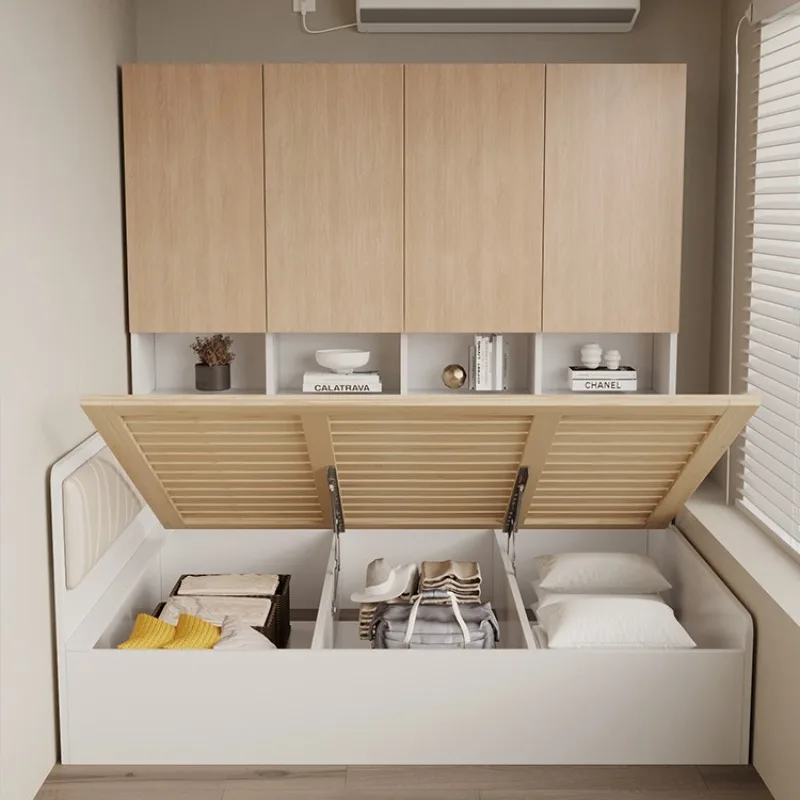 

Small apartment air pressure storage bed, tatami wardrobe integrated space-saving bedroom wardrobe combination bed can be