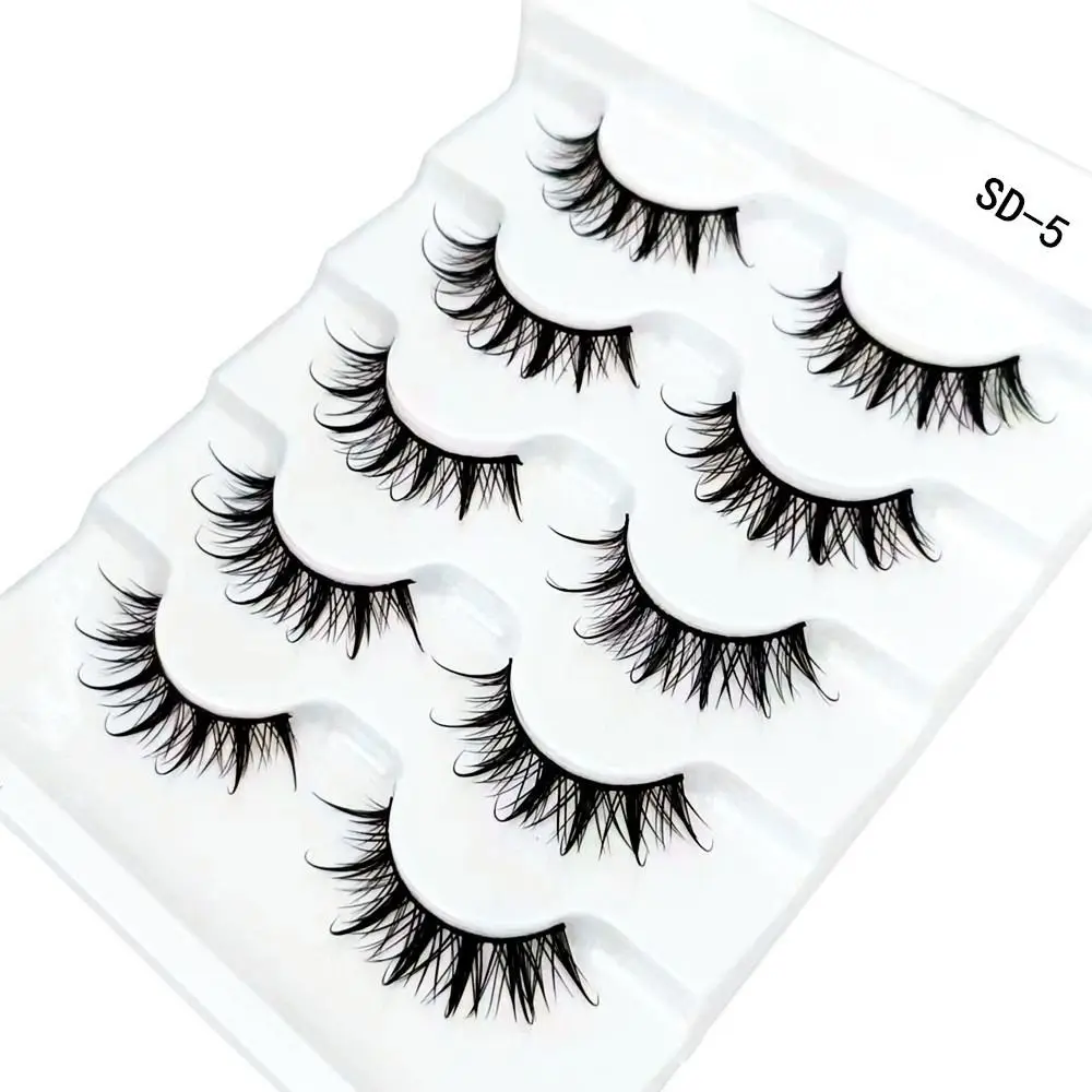 5 pares de pestañas postizas esponjosas y gruesas, banda larga y suave, pestañas de imitación de visón 3D, extensión de pestañas tailandesas artesanales hechas a mano