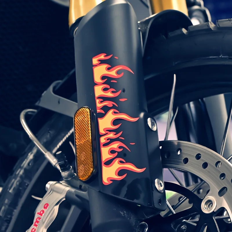 

Adhesive Stickers for Bicycles And Scooters, Featuring a Vibrant Orange Flame Design Waterproof Self