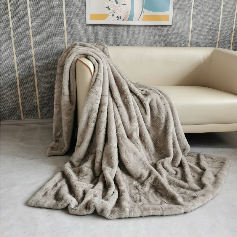 Soft Faux Fur winter Blanket double layer Warm throw blanket Microfiber bedding plush mink fur Sofa cover Bed blankets for Home