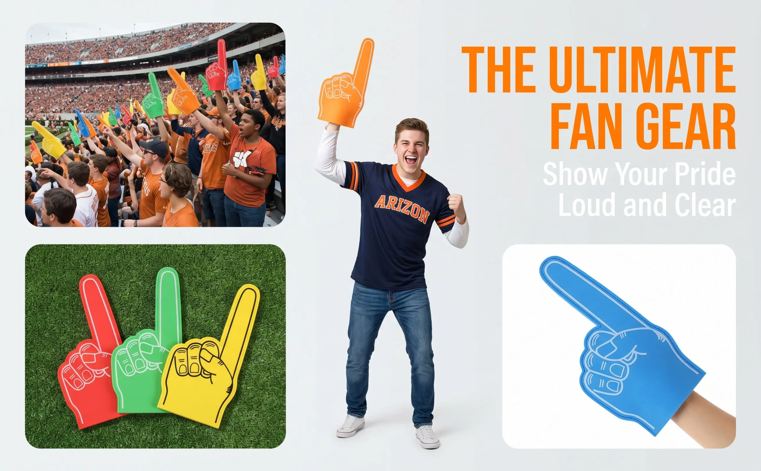 10Pcs Foam Hands Large Number 1 Foam Fingers for Games Concerts Sports Themed Party Favors Cheering Stuff