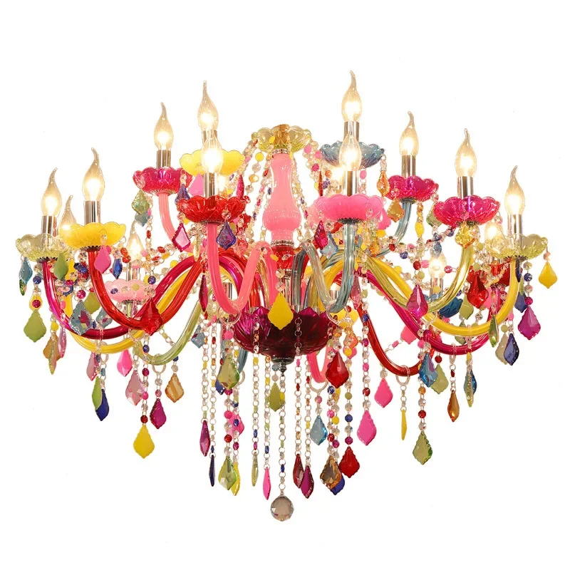 European Children's room Chandelier Girl Princess Bedroom Light Creative Man Coffee Net Cafe KTV Bar Colored Crystal Lights