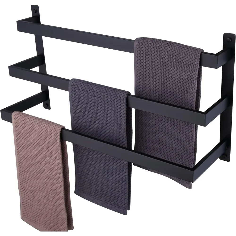 

Towel Bars Black Bath Towel Holders Bathroom 3-Tiers Ladder Towel Rails Wall Mounted Towels Shelves Rack Stainless Steel, B5006