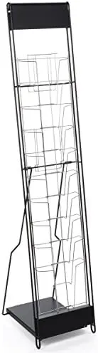 Portable Magazine Rack with 10 Pockets for 8.5x11 Catalogs, Carry Bag Included, 54