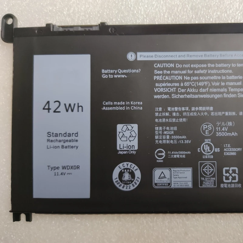 WDX0R Battery For Dell Vostro 3481 3581 3583 3584 5481 5485 5488 5493 5581 5585 5593 Inspiron 5378 5468 5538 5770 7000 7378 7560